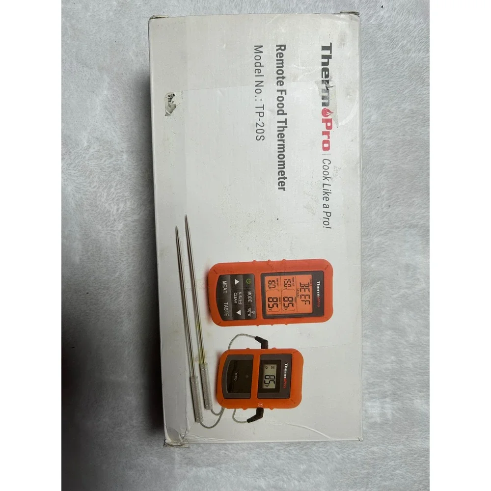ThermoPro TP-20S Remote Food Thermometer Wireless Dual Probe Orange BBQ Grill